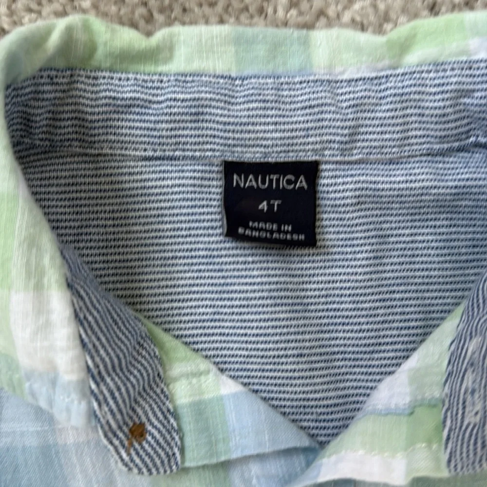 Nautica Kids Green and Blue Plaid Shirt size 4T